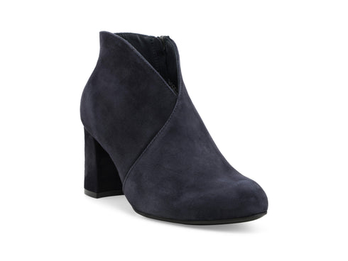 Melluso Navy Blue Suede Ankle Boot with Heel and Internal Zip