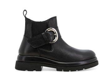 Melluso Stivaletto Donna Nero in Pelle con Maxi Fibbia e Carrarmato R45393-250179