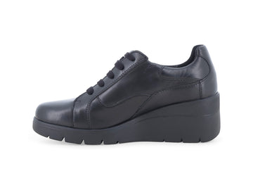 Vista laterale e silhouette scarpe stringate Melluso Donna in pelle nera