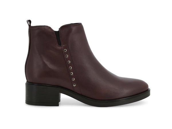 Melluso Stivaletto Comfort Bordeaux in Pelle con Borchie e Zip K91851Z-249492