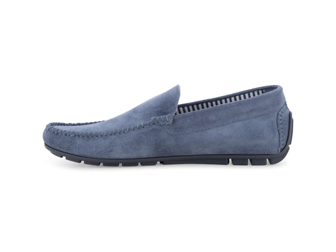 Melluso Mocassino Camoscio Blu - Dettaglio laterale U16017Q-255236