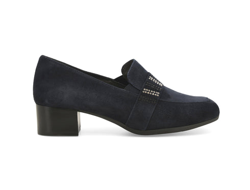 Melluso Mocassino Donna Blu Notte in Camoscio con Tacco e Strass X5320Z-254807
