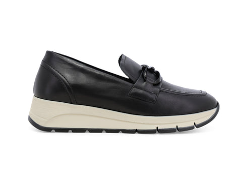 Melluso Mocassino Donna in Pelle con Zeppa e Morsetto a Catena R25089-251670 Nero