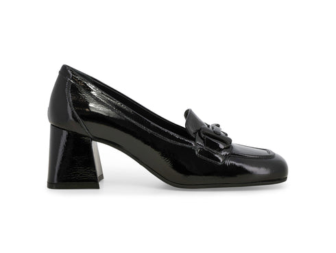 Melluso Women's Black Patent Leather Loafer with Wide Heel