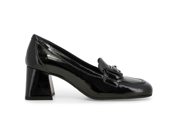 Melluso Women's Black Patent Leather Loafer with Wide Heel