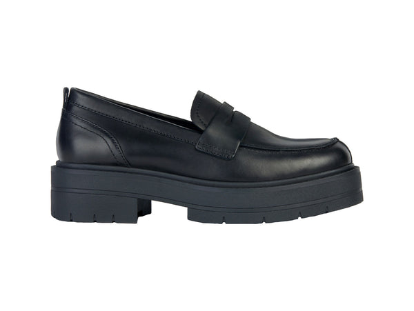 Geox Spherica Mocassini Invernali Suola Platform Tomaia Pelle Nera D36VDI