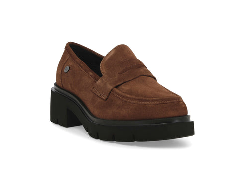 Melluso Women's Brown Suede Casual Loafers with Tank Tread Sole