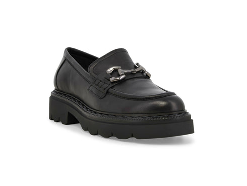 Melluso Black Leather Casual Loafer with Buckle