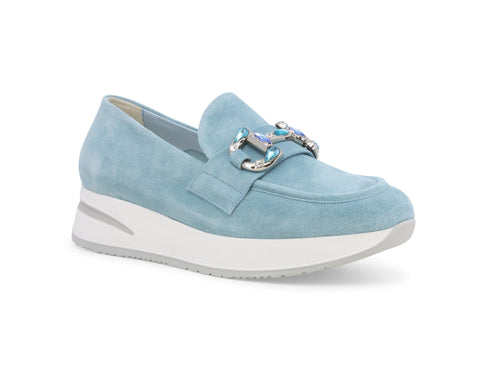 Melluso Loafer Wedge Clamp Jewel Suede Upper
