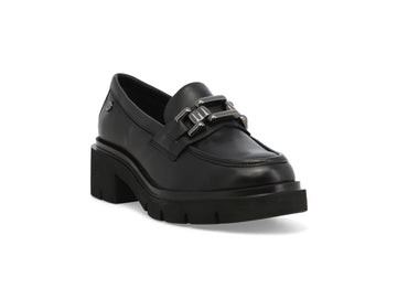 Melluso Women's Black Leather Loafers with Buckle