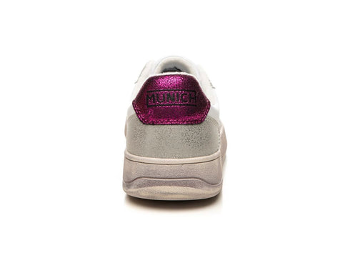 Munich Sneaker Legit 106 Donna Bianca, Argento e Fucsia