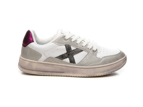 Munich Sneaker Legit 106 Donna Bianca, Argento e Fucsia 8908106