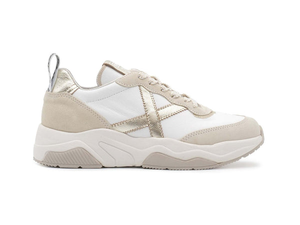 Munich Scarpe Donna Wave 157 Casual Chic Pelle Tessuto Bianco Beige