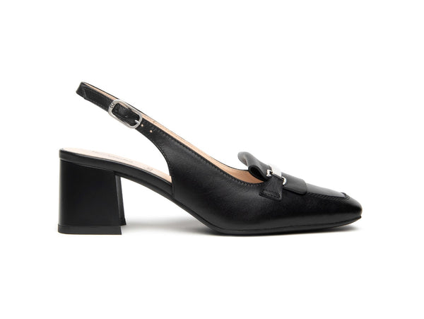 NeroGiardini Donna Slingback in Pelle Nera con Tacco Largo E615491D-100