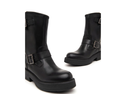Nero Giardini Stivali Biker 2 Fibbie Invernali Tomaia Pelle