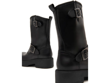 Nero Giardini Winter 2 Buckle Biker Boots Leather Upper