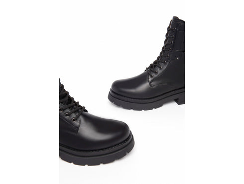 Nero Giardini Anfibi Invernali Tacco Medio Donna in Pelle