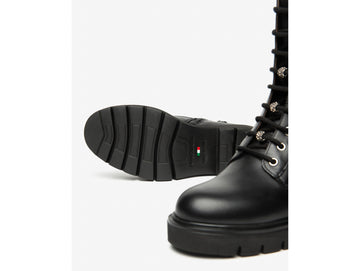 NeroGiardini Anfibi Donna in Pelle Nera con Dettagli Gioiello
