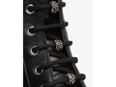 NeroGiardini Women's Ankle Boots in Black Leather with Jewel Details