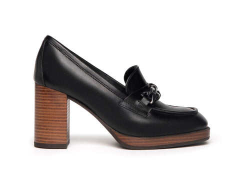 Nero Giardini Mocassini Made in Italy Tacco Alto Tomaia Pelle Nera i205060d-100