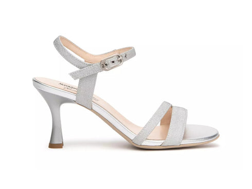 NeroGiardini Sandali Made in Italy Eleganti Donna Microglitter Argento E513201DE-700