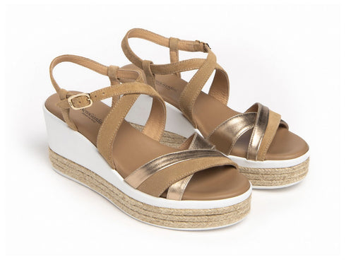 NeroGiardini Wedge Sandals Leather Suede Strap