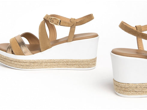 NeroGiardini Wedge Sandals Leather Suede Strap