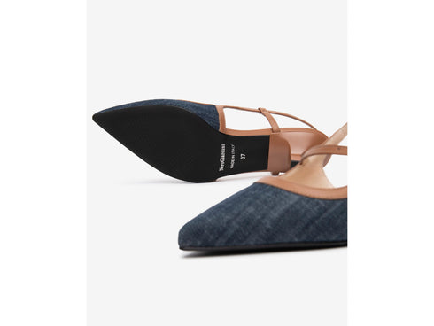 NeroGiardini Slingback Jeans and Cognac - Women's Shoes Made in Italy