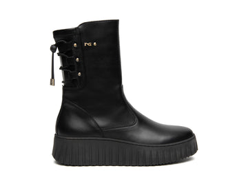 NeroGiardini Stivaletti Donna in Pelle e Tessuto Tecnico Suola Platform I618120D-100