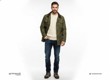 OXS Scarponcino Uomo Frank Casual in Camoscio Marrone Almond Outfit Abbinamento Look - AI-Generated Model