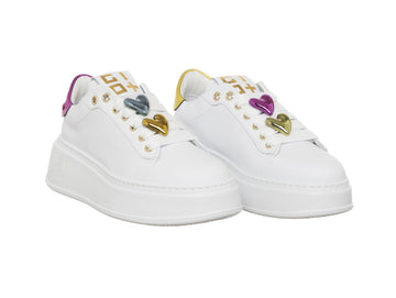 Gio+ Sneakers Hermeline Hearts Made in Italy Leather Upper