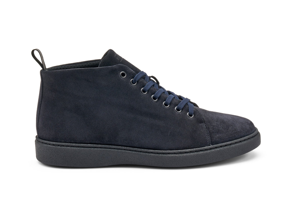 Men's High-Top Suede Ankle Boots in Blue Casual Style – Grimandi