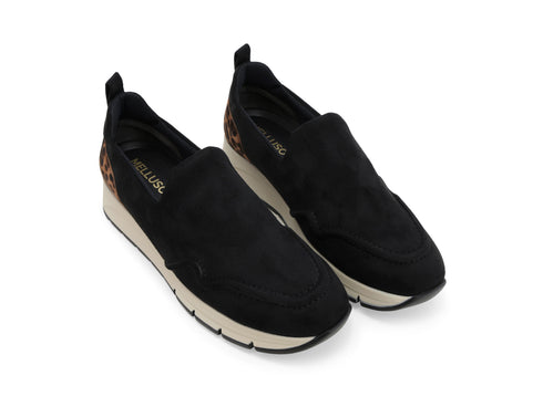 Melluso Women's Stretch Suede Slip-on with Animal Print Detail