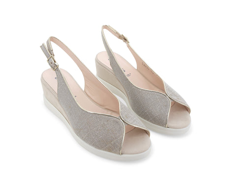 Melluso Donna Sandali Comfort con Zeppa tomaia Tessuto Galassia