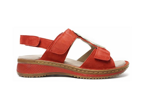 Ara Hawaii Sandali Comfort 3 Strappi Zeppa Tomaia Camoscio Rosso 29002-19G