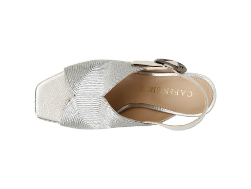 CafèNoir Women's Slingback Sandal with Wide Heel and Mesh Texture