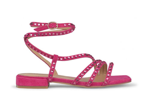 Alma en Pena Sandali Bassi Eleganti Listelli Camoscio Fuxia V23342