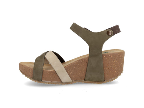 BioNatura 24 Fregene Sandalo Nabuk Multi con Zeppa Stabile