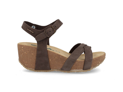 BioNatura 24 Fregene Sandalo Donna Nabuk Zeppa Made in Italy Testa Moro