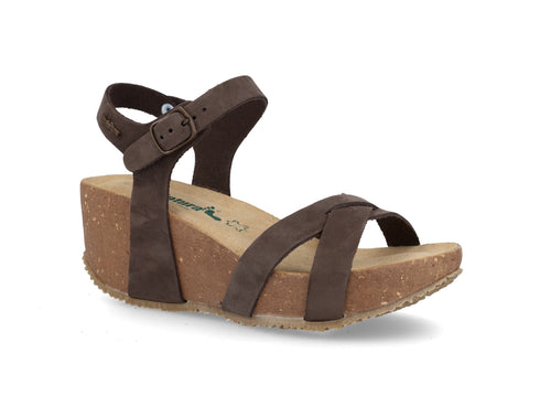 BioNatura 24 Fregene Sandalo Donna Nabuk Zeppa Made in Italy