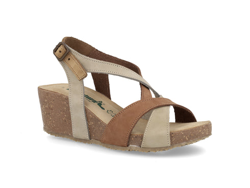 Bionatura Sandalo Maratea Comodo con Zeppa in Nabuk Multi