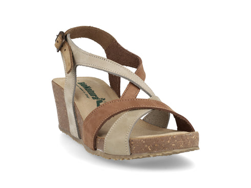 Bionatura Sandalo Maratea Comodo con Zeppa in Nabuk Multi