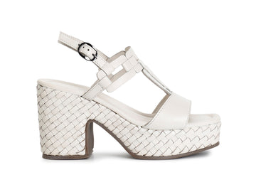 CafèNoir Sandalo Donna Platform Intrecciata con T-Strap Beige Panna C1HL1054-W059