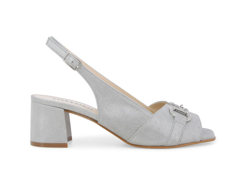 Melluso Sandalo Donna Elegante Comodo con Fibbie Gioiello Strass Argento S641-244709