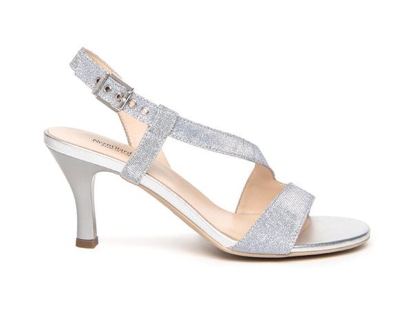 NeroGiardini Sandali Made in Italy Eleganti Tomaia Tessuto Argento E307272DE-705