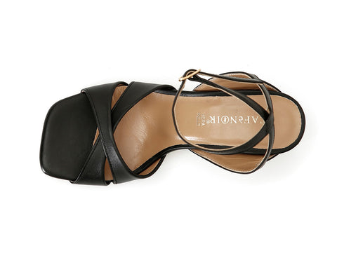 CafèNoir Elegant Sandal Ankle Strap Leather Upper