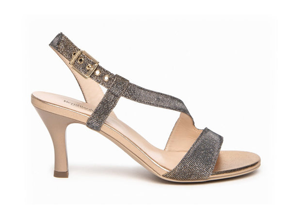 NeroGiardini Sandali Estivi Eleganti Tacco medio Tomaia Tessuto Bronzo Rame E307272DE-327