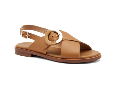 Frau Women's Low Sandal with Circular Buckle Leather Upper