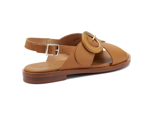 Frau Women's Low Sandal with Circular Buckle Leather Upper