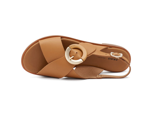 Frau Women's Low Sandal with Circular Buckle Leather Upper